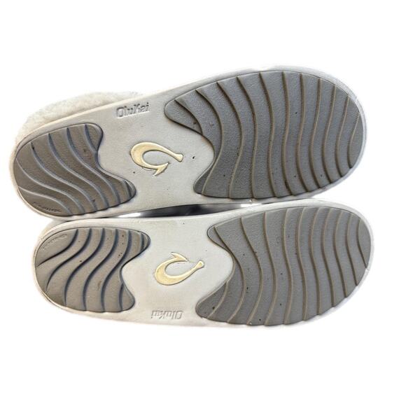 Olukai Ku'i Scuff Gray Suede Shearling Slipper Women size 8 - Picture 7 of 7